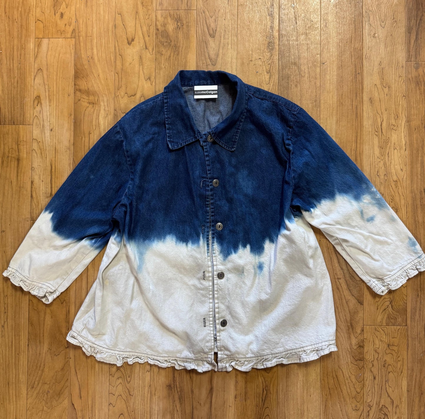 Cloud Rising, Ruffled Denim Jean Blouse