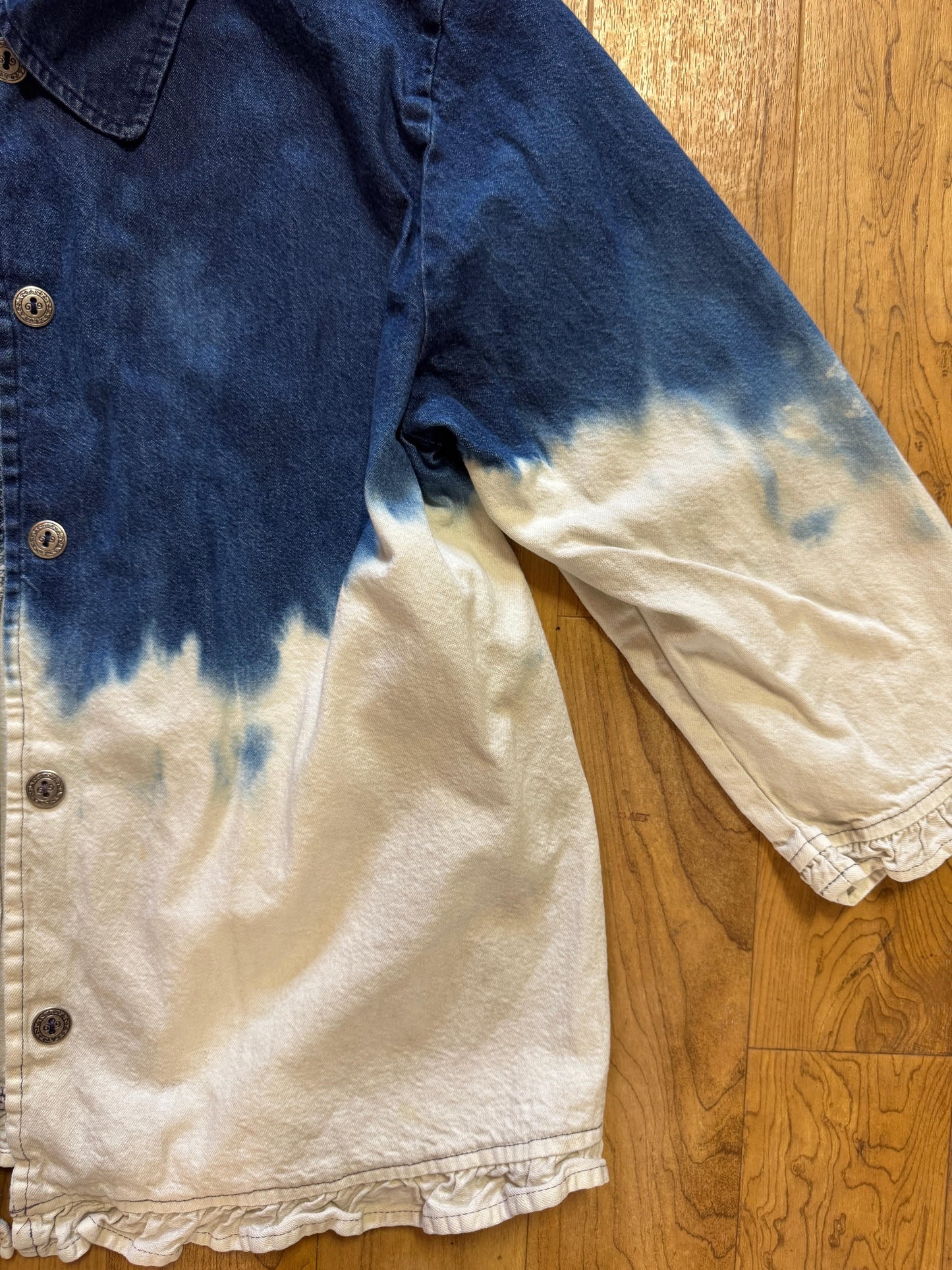 Cloud Rising, Ruffled Denim Jean Blouse