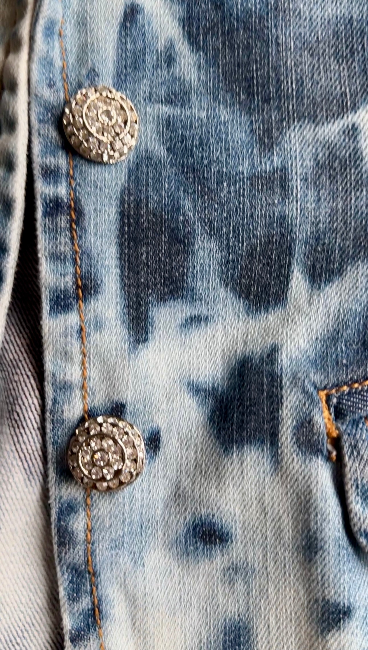 Kindle, Fitted Denim Blazer with Chanel-Inspired Buttons