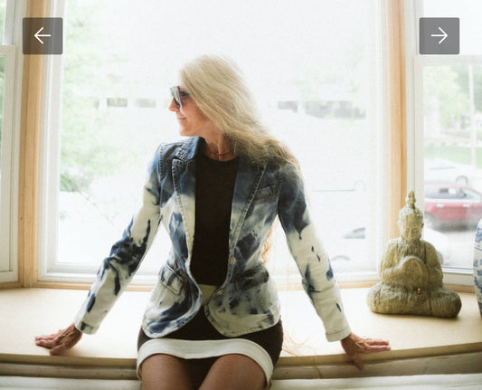 Kindle, Fitted Denim Blazer with Chanel-Inspired Buttons