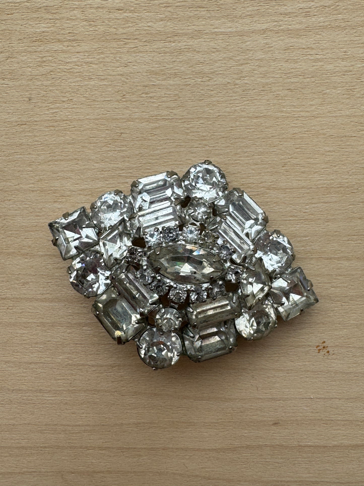 Diamond-Shaped Vintage Jewel Brooch Pin