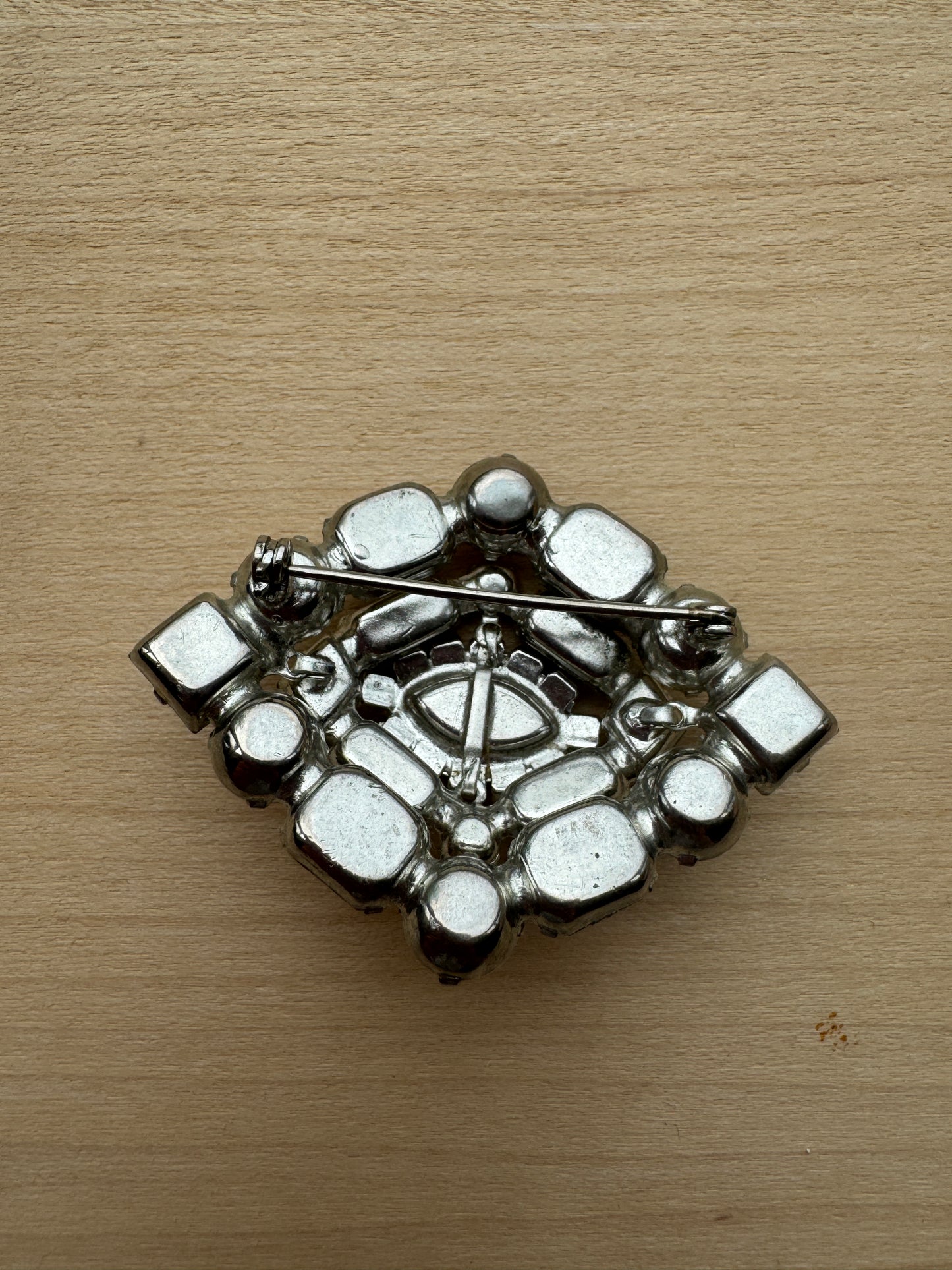 Diamond-Shaped Vintage Jewel Brooch Pin