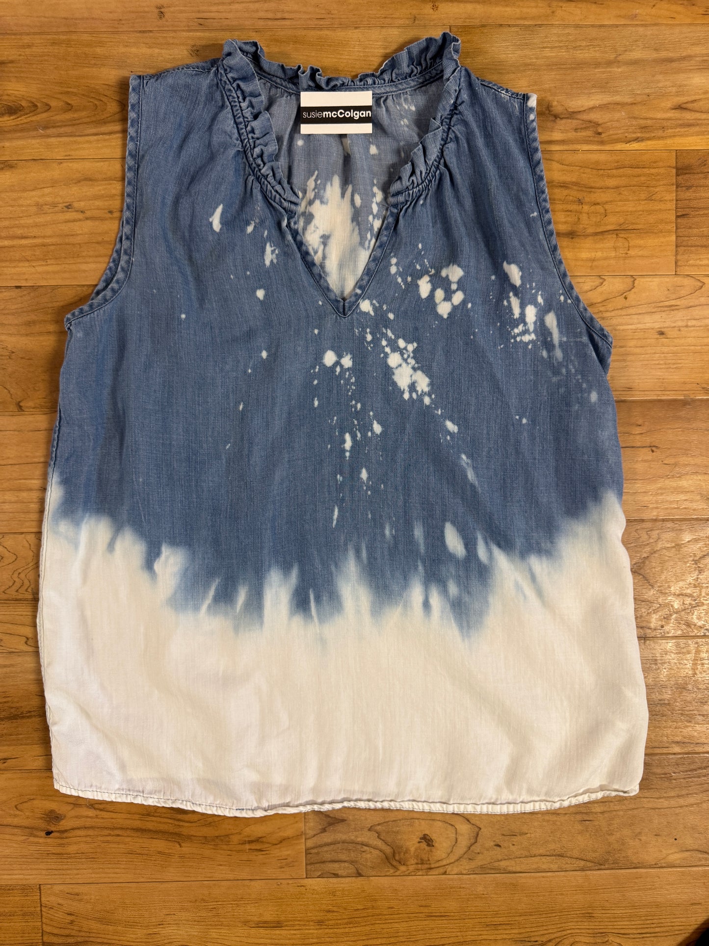 The Charmer, Sleeveless Lightweight Denim Blouse